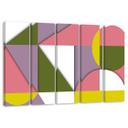 Lærredstryk 5 stykker, geometriske abstraktionsformer