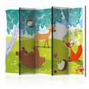 Screen room divider - Funny animals , 5-delt - 225x172 cm