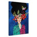 Lienzo Mujer con colibrí en la noche estrellada - Hülya