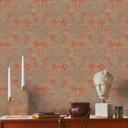 Barokt tapet vintage orange, grå - Mønster Ikke-vævet tapet med ornamenter