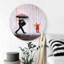 Tableau en alu-Dibond Banksy - Pluie colorée - Rond