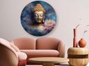 Rundt lærredsbillede Buddha og zenblomster