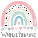 Muursticker Regenboog Pastel met Hartjes