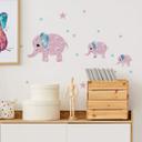 Wallsticker - Mønsterelefant, pink (sæt med 3)
