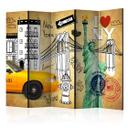 Screen room divider - One-way street - New York , 5-delt - 225x172 cm