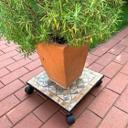 Support poterie avec roulettes en mosaïque - Carré 33x33 cm