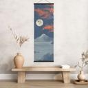 Póster de tela Luna llena sobre la cima del Fuji-san - Roze - Panorama