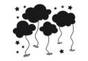 Sticker mural - Nuages dans le ciel + Set de 5 patères inclus