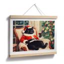 Póster humorístico Gato de Navidad con vino - Melloi Art Prints