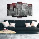 5 stykke lærredstryk, New York City skyskrabere