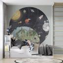 Fotobehang voor kinderen zonnestelsel met planeten en aarde - Ms Tiff - Rond - Zelfklevend/niet-gewe