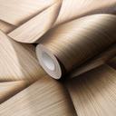 Papel pintado no tejido con formas geométricas y efecto metálico en dorado