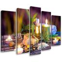 5 stykke lærredsprint, Zen Flowers Candle Wellness