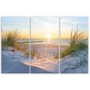 3 stykke lærredsprint, Beach Sea Dunes Sunset
