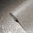 Barok tapet med glasperler ornamenter tapet i sølv og creme non-woven tapet