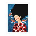 Póster mujer vestida de flores con koi - Hülya