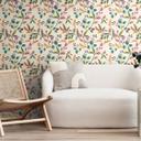 Tapet med mønster blomster pink orange blå - legesygt blomsterlook - Ikke-vævet tapet