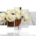 5 stykke lærredstryk hvide roser naturblomster