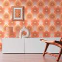 Papel pintado no tejido con flores marron naranja - papel pintado retro floral - papel pintado vintage