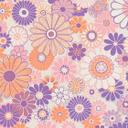 Papel pintado floral violeta naranja - papel pintado floral en estilo retro - papel pintado no tejido vintage