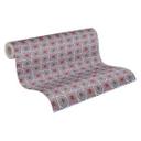 grafisk tapet med cirkelmønster lilla blå - non-woven tapet i retrostil