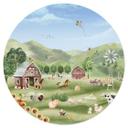 Vinilo decorativo para habitación infantil - Oliver Robins - Granja colorida con animales - Redondo