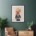 Póster hombre en traje con flores silvestres - Frida Floral Studio