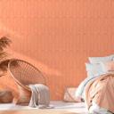 tapet med buer i art deco-stil orange hvid - grafisk tapet i retro-look 