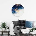 Tableau sur alu-Dibond rond Marbre abstrait avec effet bleu et or