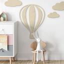 Decoración en madera de álamo - globo aerostático con líneas verticales