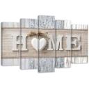 5 stykke lærredsprint, Heart Home træplanker Vintage