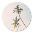 Tableau sur verre rond Sisi & Seb - Palmiers au vent