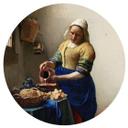 Wallsticker - Vermeer - Pigen med mælkekanden - Rund