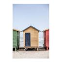 Póster de tela de playa encanto costero - Cabañas coloridas junto al mar - Fotografía de Clint