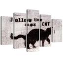 5 stykke lærredstryk Black Cat Texture Concrete