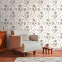 tapet med tegnede blomster hvid sort - non-woven tapet blomstermotiver med blomster