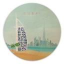 Cuadro de madera Playa de Dubai - Burj Al Arab - Rivers - Redondo