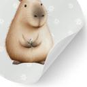 Capybara Wallsticker med margueritter - Rund