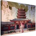 Canvasbillede, Japansk geisha og tempel