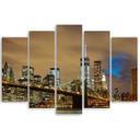 5 stykke lærredstryk New York Skyline USA Manhattan Brown