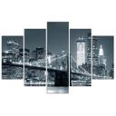 5 stykke lærredstryk New York Bridge sort og hvid