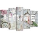 5 stykke lærred Print Hjem træ inskription blomster