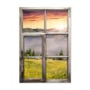 3D Wallsticker vindue shabby - bjergdal i tåge