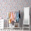Papel pintado Floral acuarela azul naranja - Papel pintado de muestra - Papel pintado no tejido