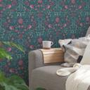 tapet blomstret grøn pink - non-woven tapet landsted A.S. Création - mat og lys struktur