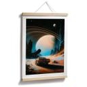 Póster Space - Coche de carreras retro en el espacio - Taudalpoi