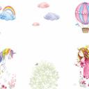 UnicorPrincess hvid pink tapet til børneværelset - non-woven tapet Designwalls 2 - 2,55 x 3,5 m