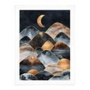 Póster Fredriksson - Montañas bajo la luz dorada de la luna