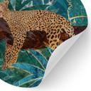 Leopard i smaragdgrøn jungle Wallsticker - Manovski - Rund