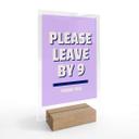 Akrylglas borddekoration Please leave by 9 - Fritsch